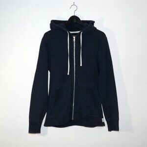 Reigning Champ Midweight Terry Fleece Full Zip Hoodie Navy Blue Mens Medium